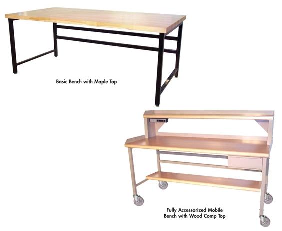 HEAVY-DUTY TUBULAR FRAMEWORK DOUBLE STRINGER WORK BENCHES