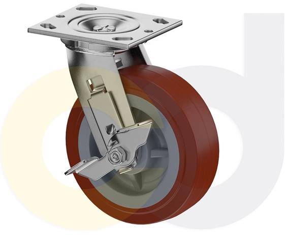 ZINC PLATED CASTERS - THERMO-URETHANE WHEELS