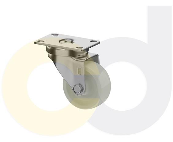 STAINLESS STEEL CASTERS - WHITE NYLON WHEELS